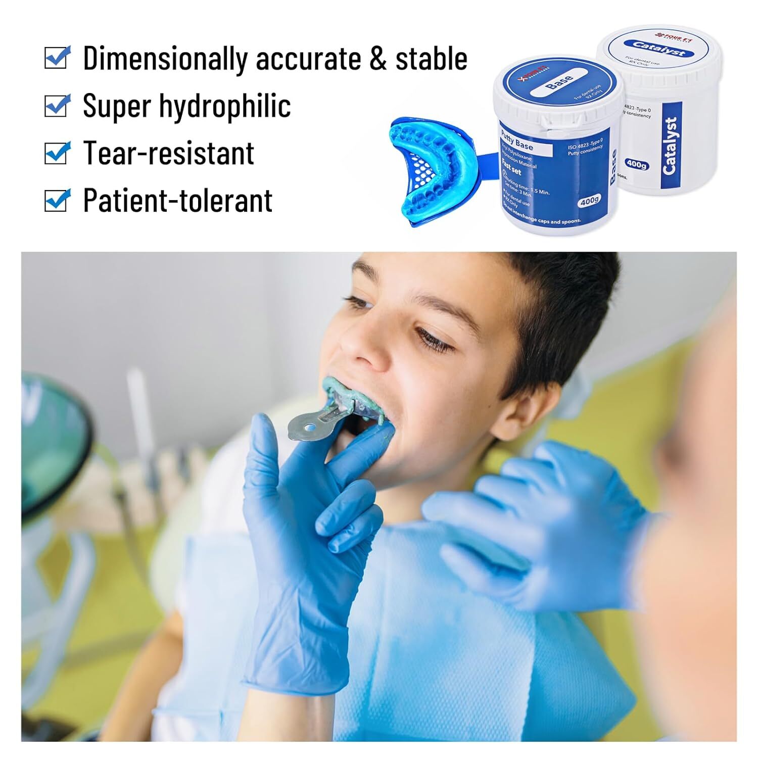 New Dental Impression Putty Fast Set 800g VPS Putty (400g Base & 400g Catalyst)