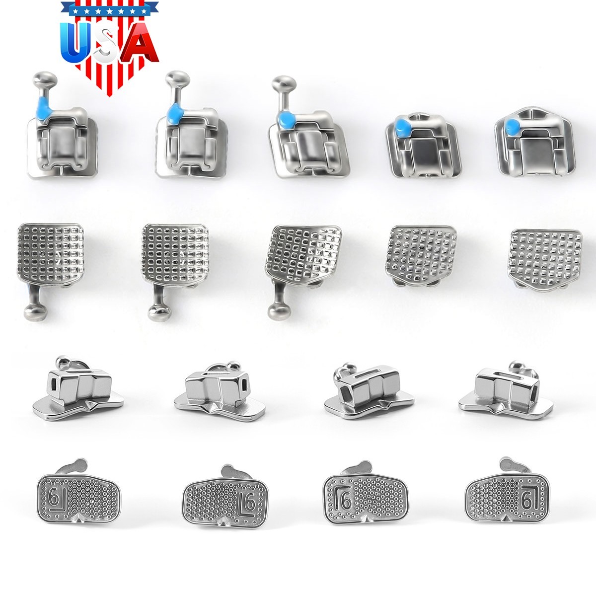 10X AZDENT Dental Ortho MIM Self Ligating Bracket Mini Roth.022 Hooks 345