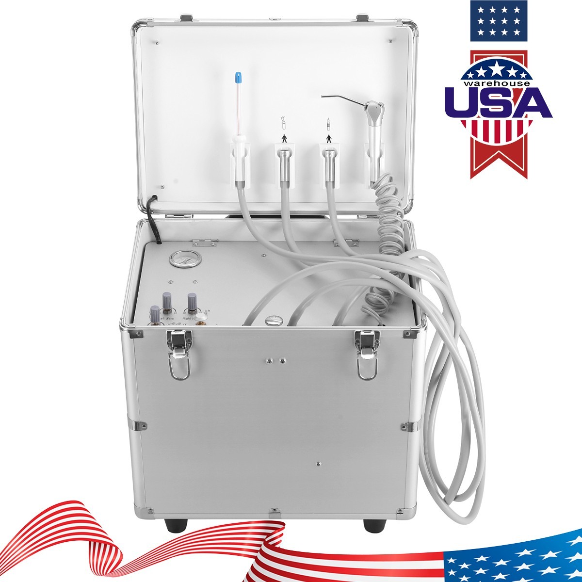 Dental Portable Mobile Delivery Unit System With Suction Air Compressor 4Hole