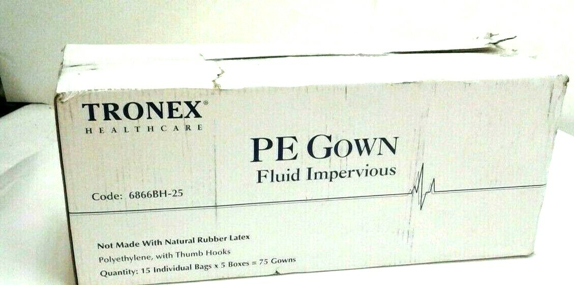 Tronex PE Gown 6866BH-25 Unisize Blue Fluid Impervious With Thumb Hooks (75)