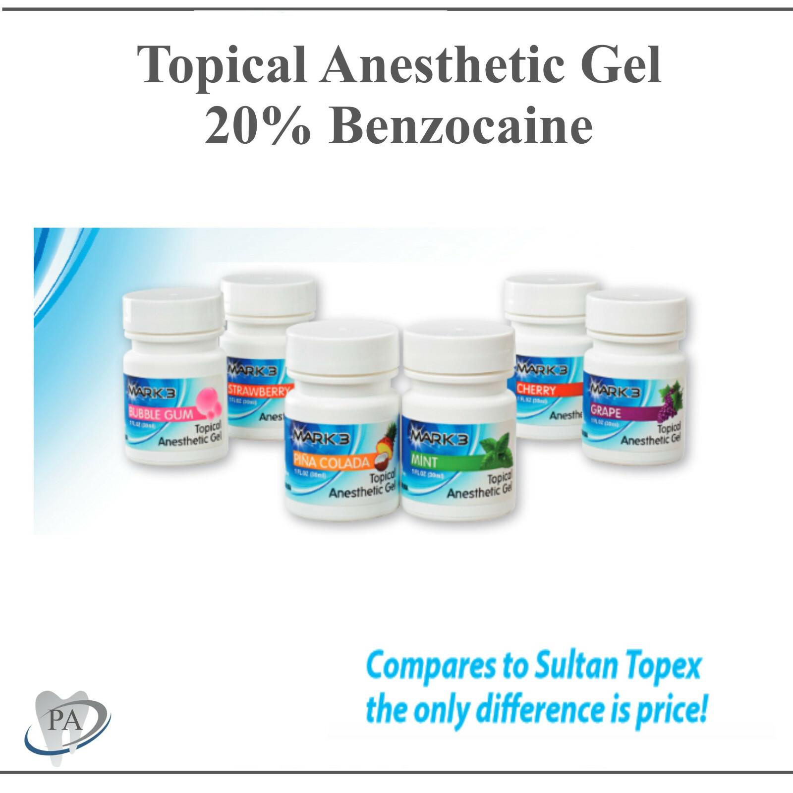 Mark3 Dental Topical Anesthetic Gel 20% Benzocaine 1 oz Jar – Exp 09/2024