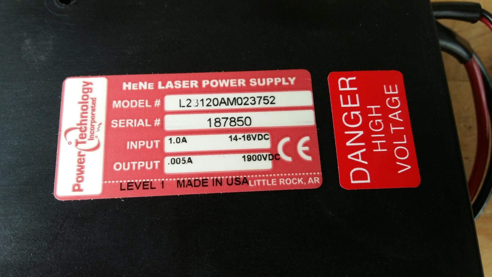 Power Technology L23120AM023752 HeNe Laser Power Supply for ZYGO 7701C/E