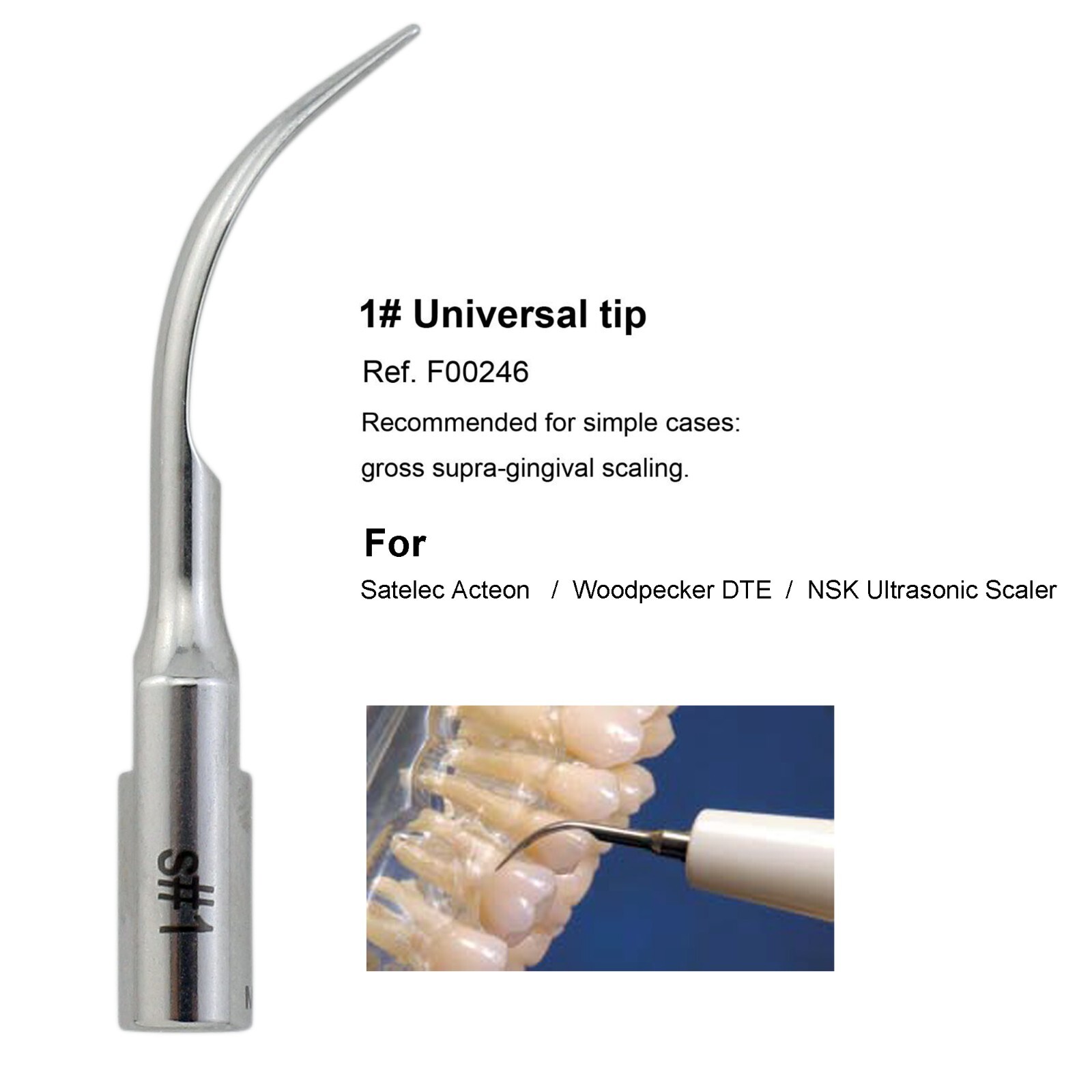 Newtron Handpiece Acteon Satelec Ultrasonic Piezo Tip #1 H3 1S GD1 Scaling Perio