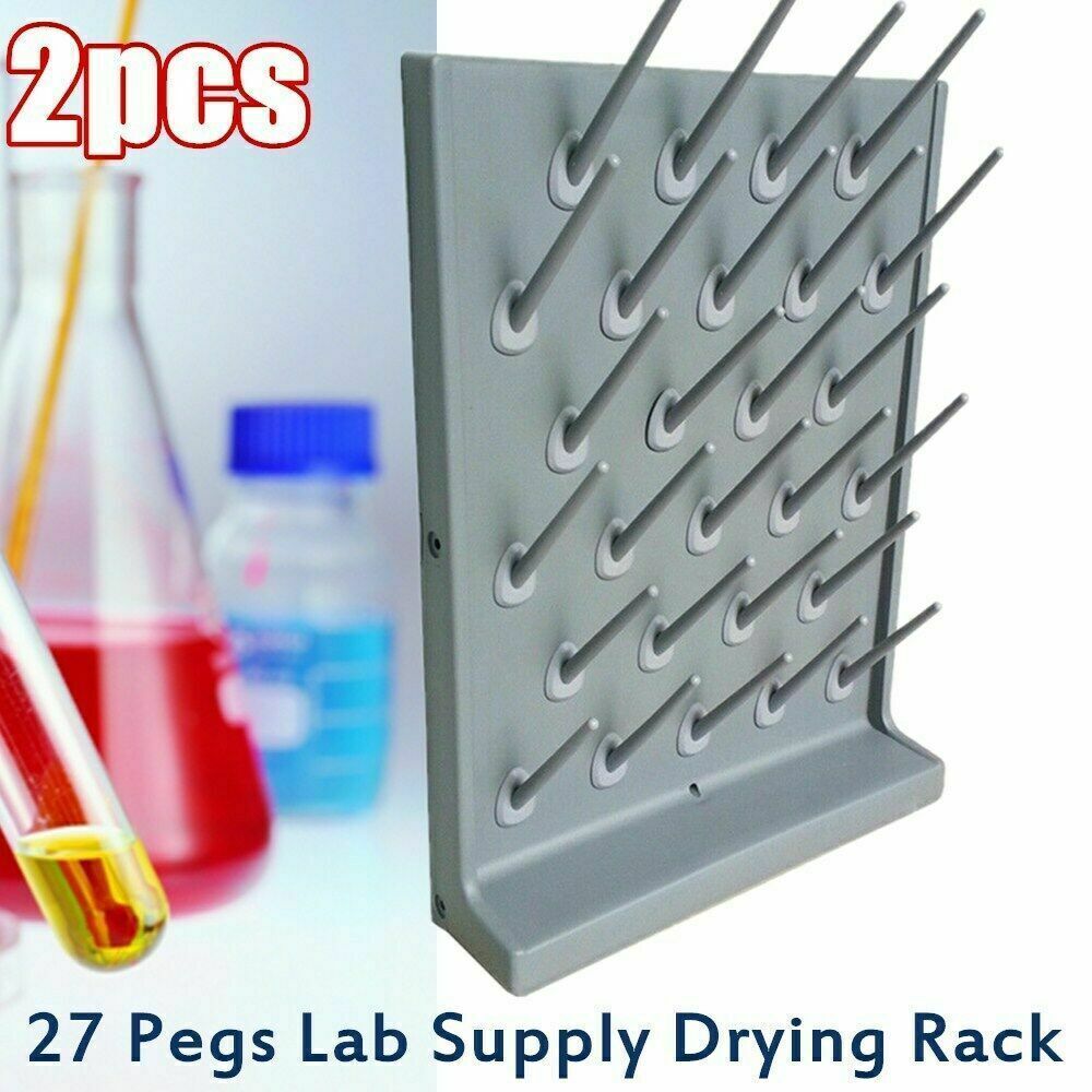 2PCs Lab Supply Wall Desk Drying Rack 52 pegs/27 Pegs Cleaning Equipment Grey PP