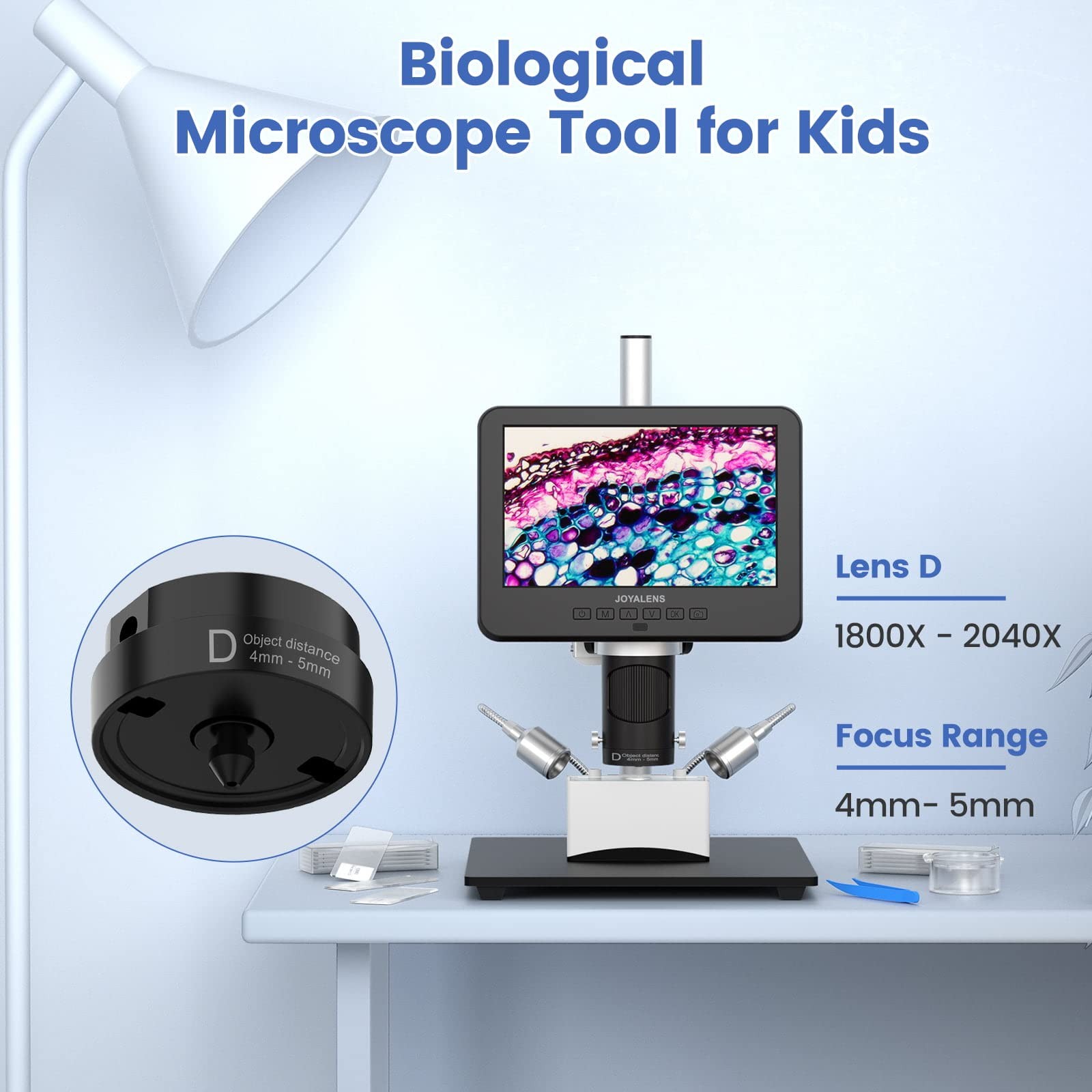 Digital Microscope 3 Lens 7” LCD 2000X UHD 2160P – 24MP Coin Magnifier