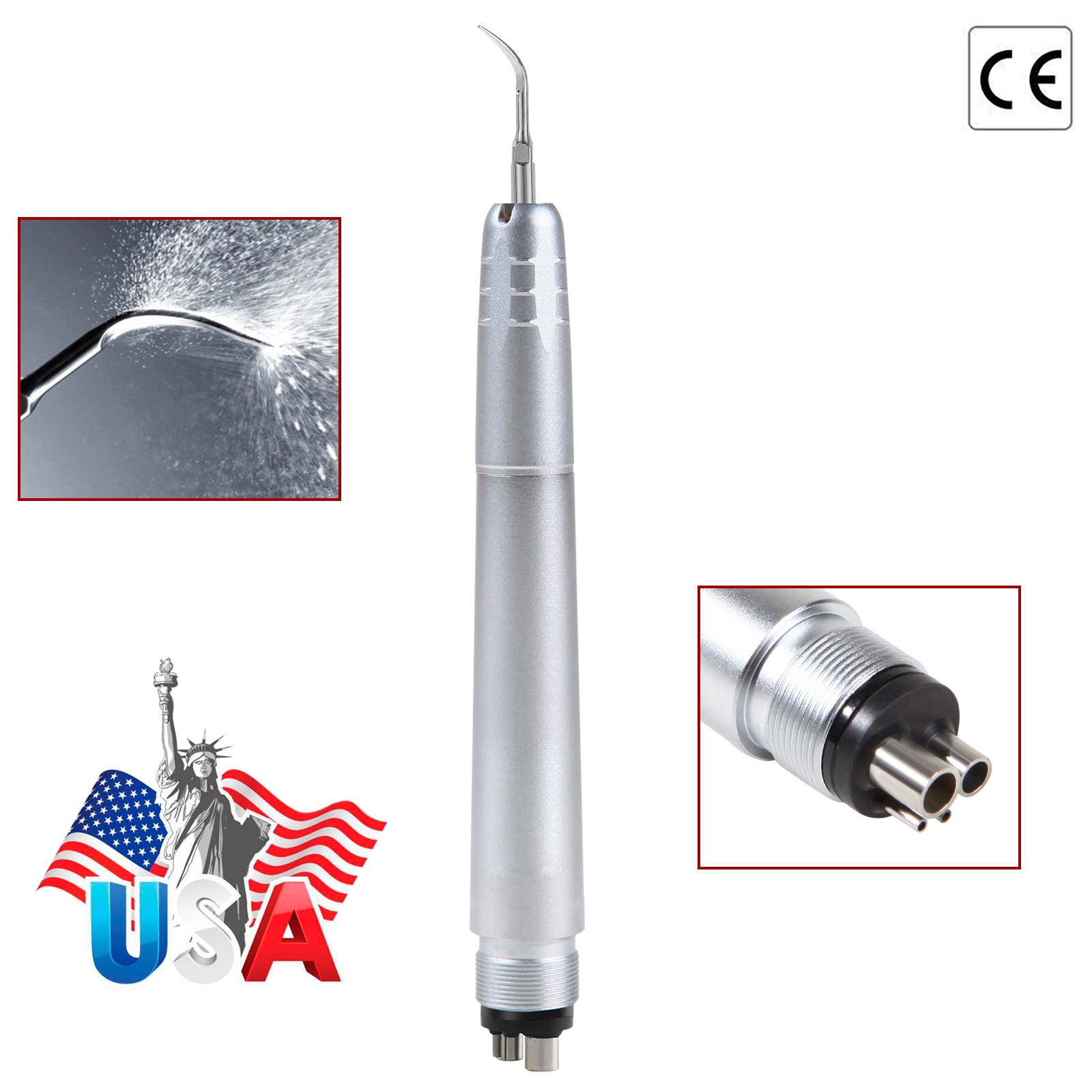Dental Ultrasonic Air Perio Scaler Handpiece Hygienist 4 Hole w/ 3 Tips Original