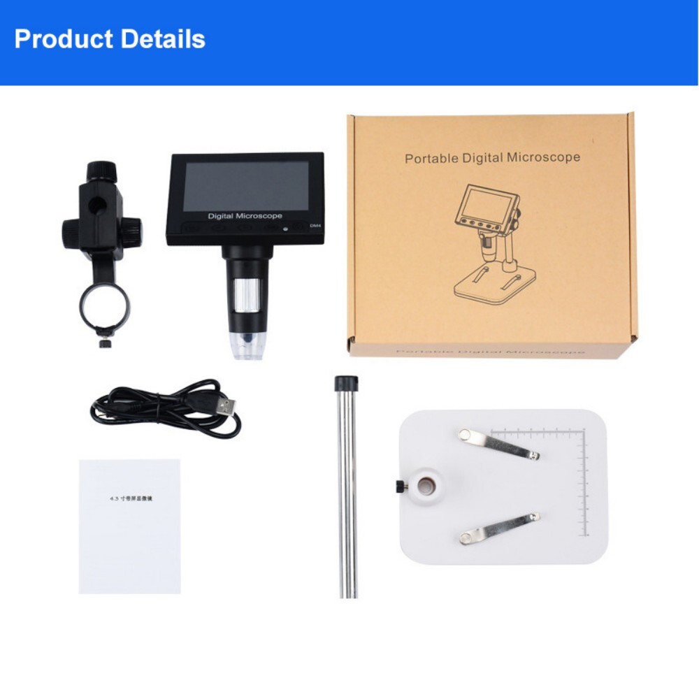 Elikliv USB Digital Microscope 1000X 4.3″ LCD Screen Soldering Coin Microscope