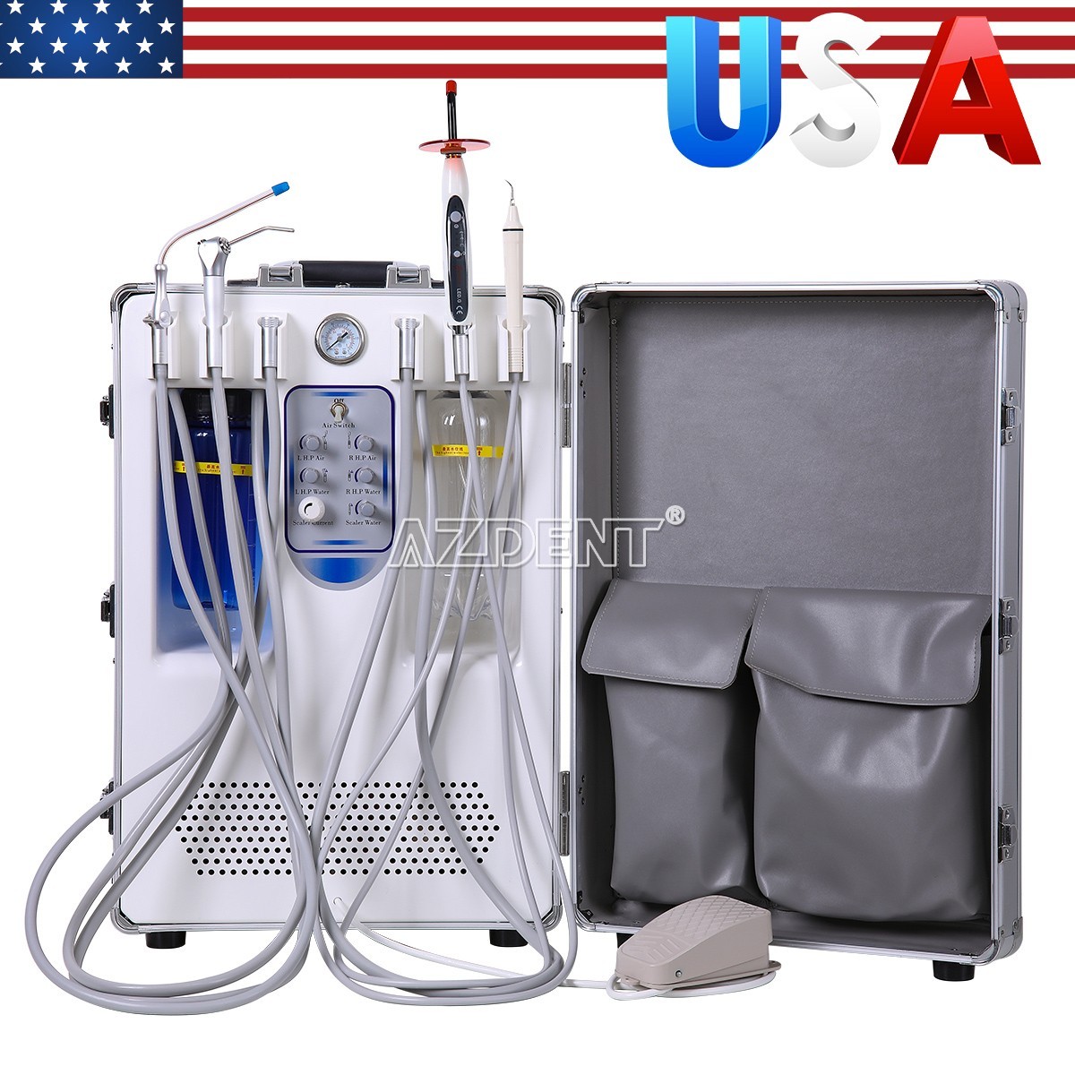 Portable Dental Mobile Delivery Unit Cart System Air Compressor 4H/with LED Lamp