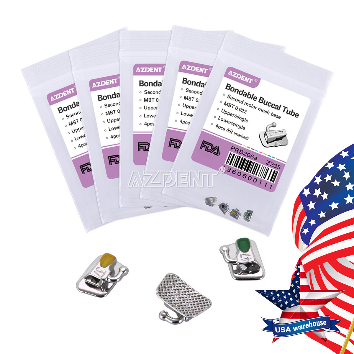 Dental Ortho Bondable Buccal Tube 1st/2nd Molar Non-conv/Cov MBT/Roth.022/.018