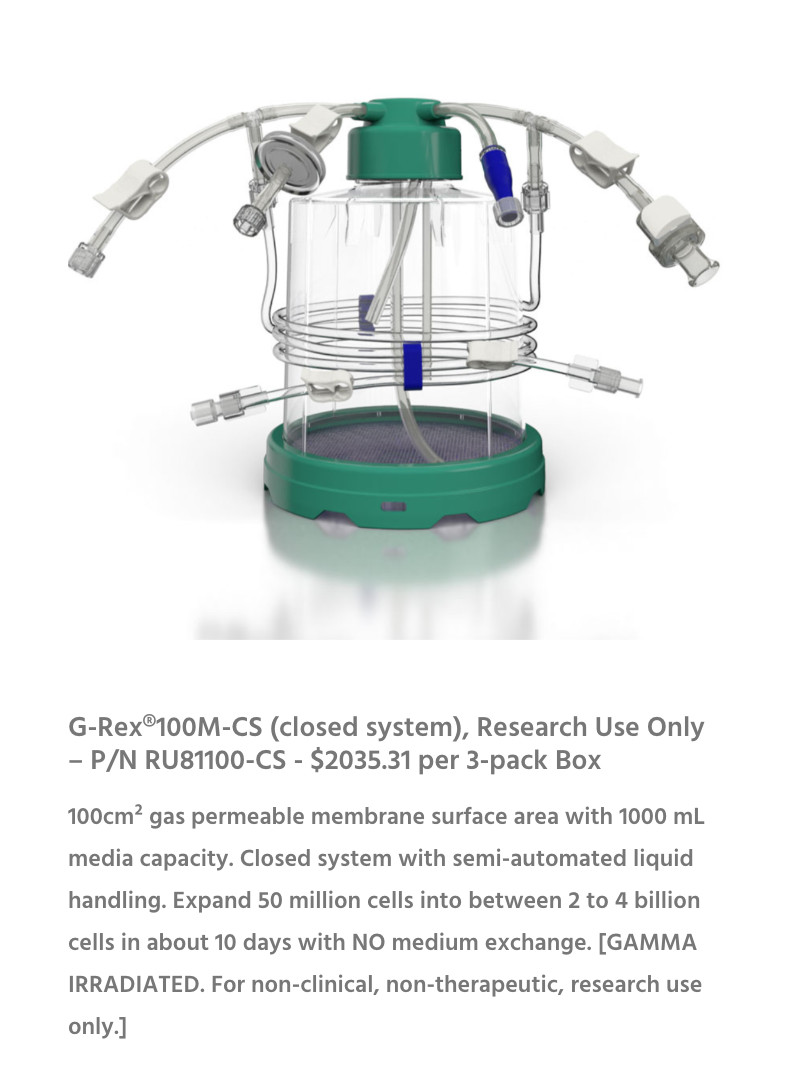 WILSON WOLF 81100-CS G REX 100M-CS Gas Permeable Cell Culture Product