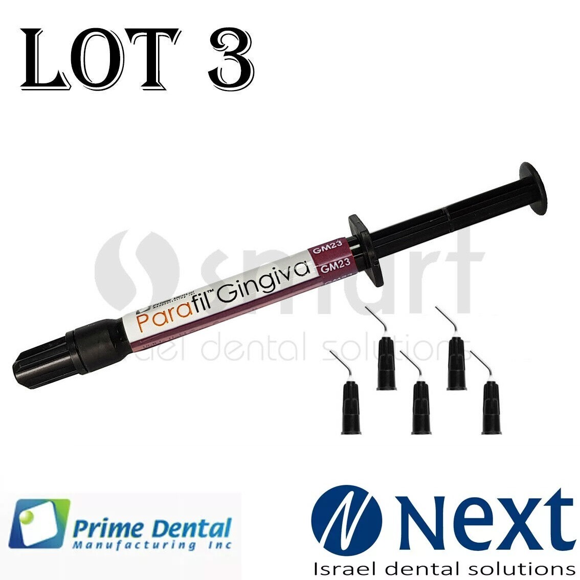 LOTx3 Dental Parafil composite gingival visible flow light cure pink GM23 2gr