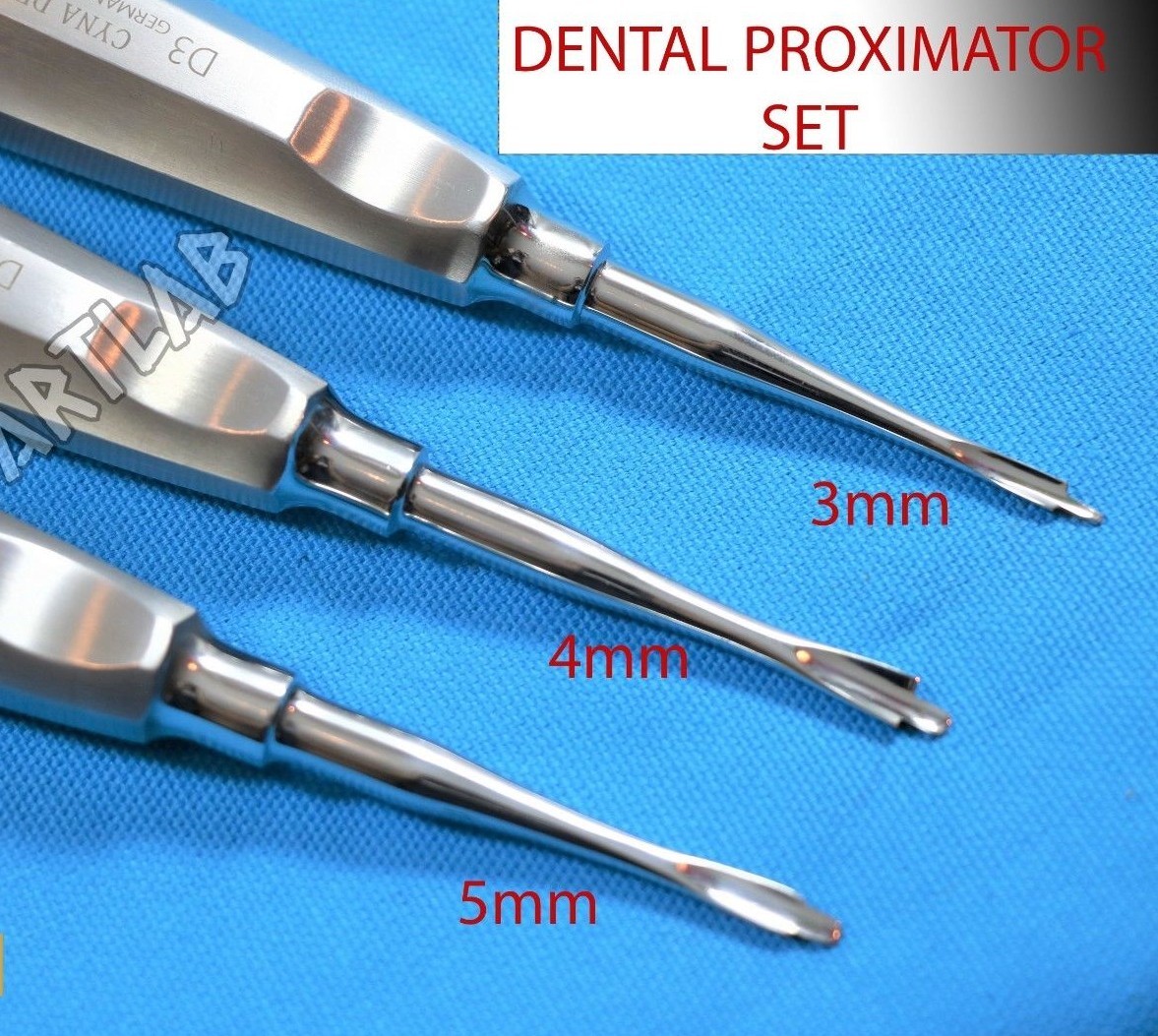 DENTAL PROXIMATOR ELEVATOR SET OF 3 – 3mm, 4mm, 5mm HIGH GRADE GERMAN STAINLESS