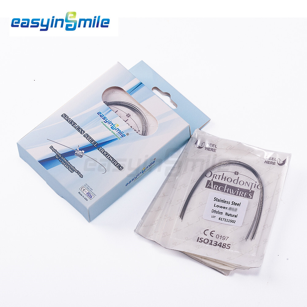 10Pk Dental Ortho Natural Stainless Steel/NITI Arch Wires Round 12-16-18-22 U/L