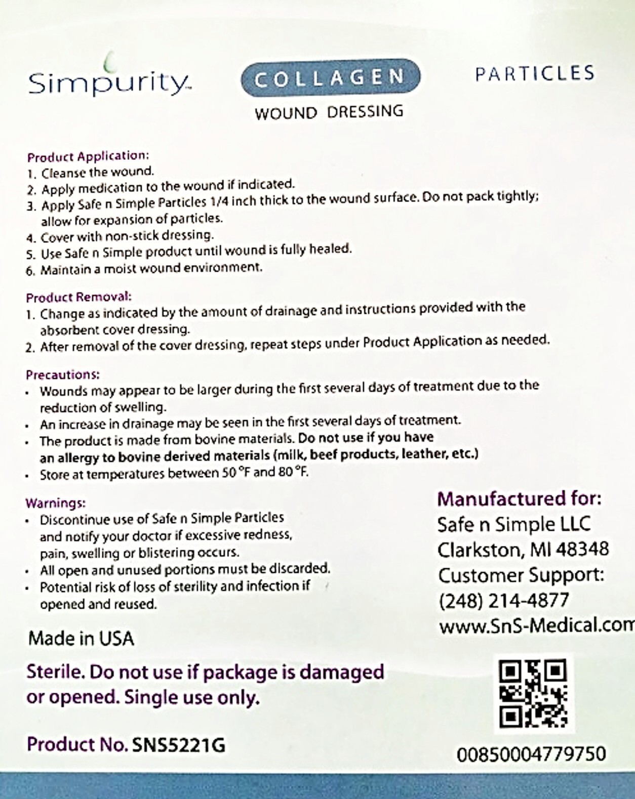 Simpurity Collagen Dressing Powder for Wounds – 1 Gram ~ BOX OF 10