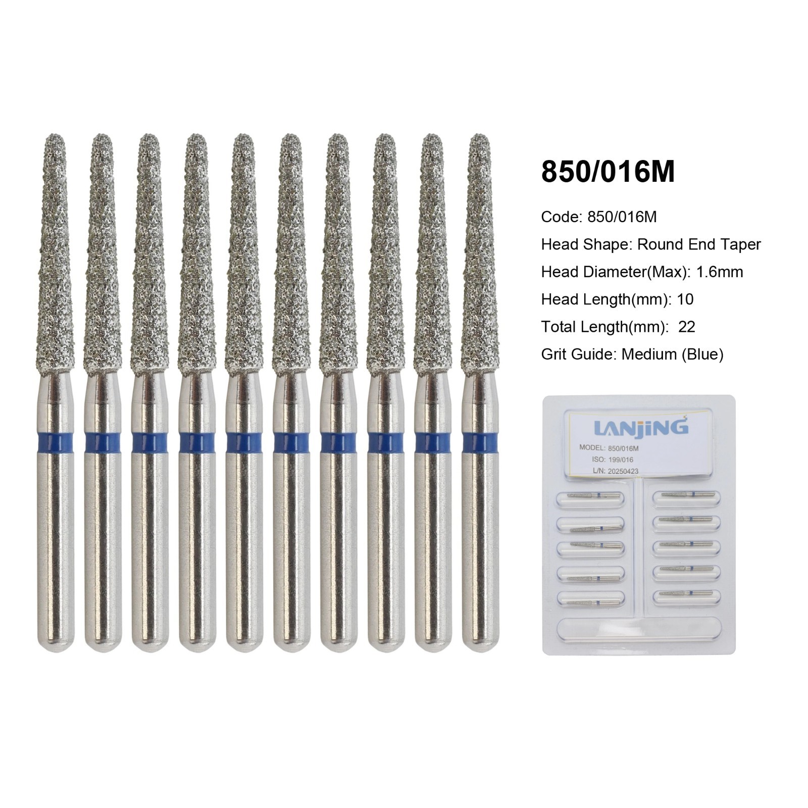 Dental Burs Diamond FG Round End Taper Football Flame Long Round Pear High Speed
