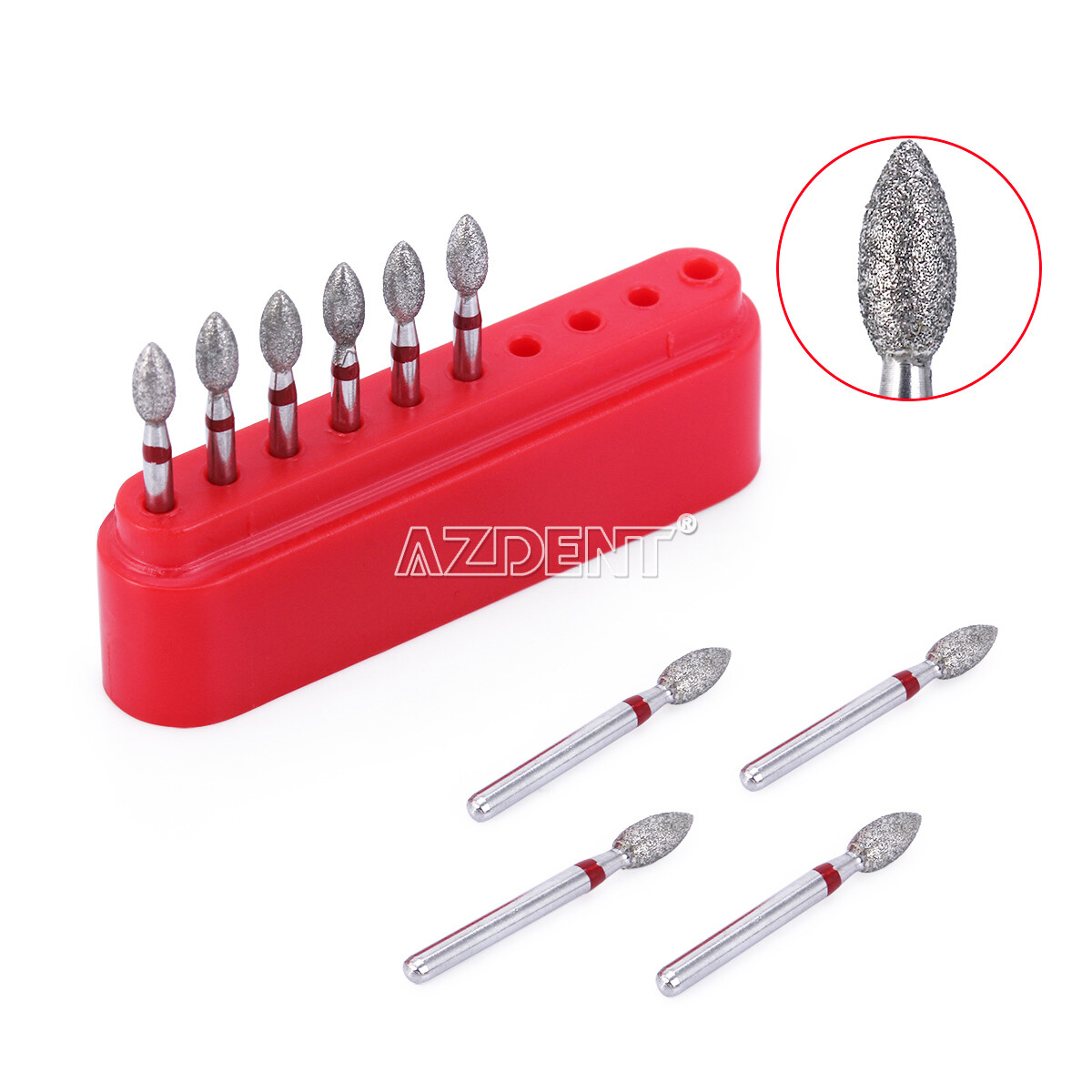 10Pcs Dental Diamond Burs FOOTBALL 368-023F FINE RED DEFEND Friction Grip
