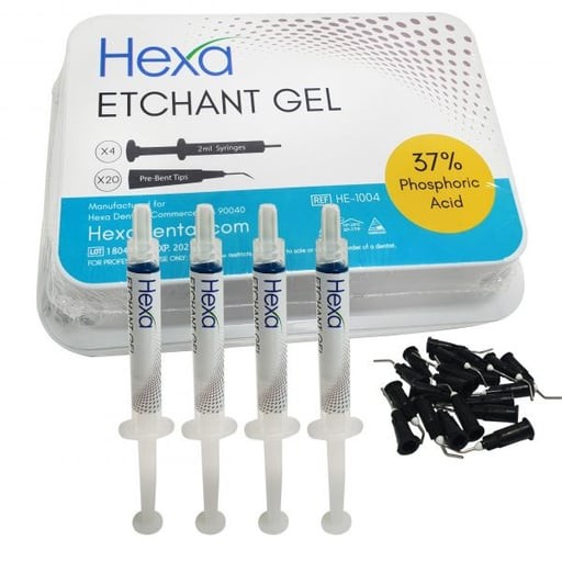 Hygedent HE-1004 Hexa Dental Etchant Gel Blue Syringes 4/Pk 2mL