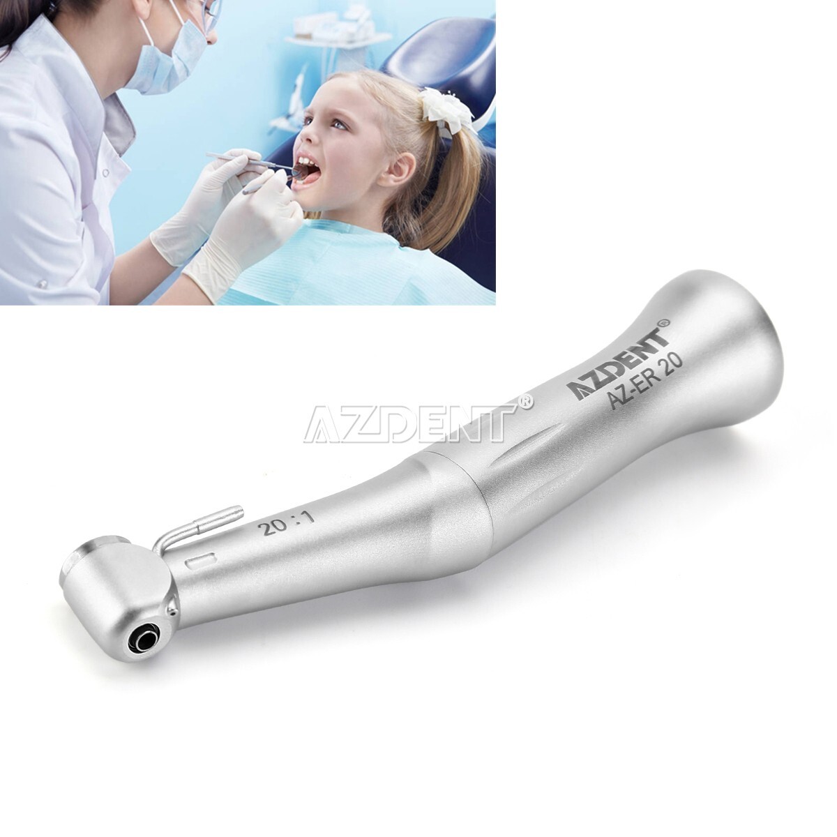 AZDENT Dental Implant Contra Angle 20:1 Push Button Low Speed Implant Handpiece