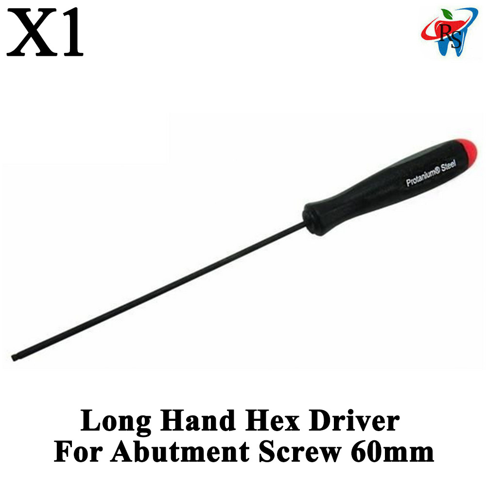 1 pcs Dental Long Hand Hex Driver 1.25mm For Abutment Screw 60mm Tools