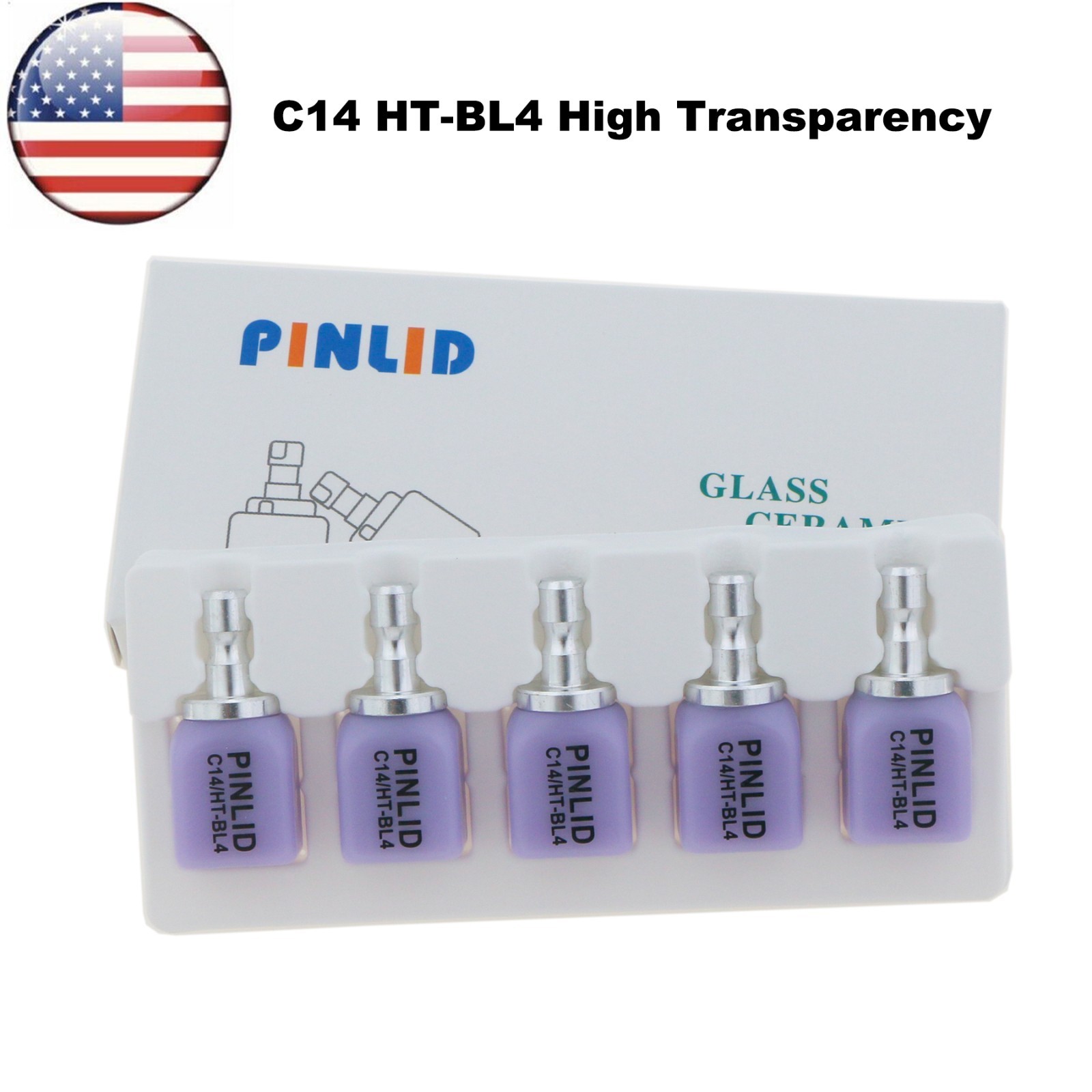 US C14 HT Dental Glass Ceramic Lithium Disilicate Blocks CEREC CAD CAM Block