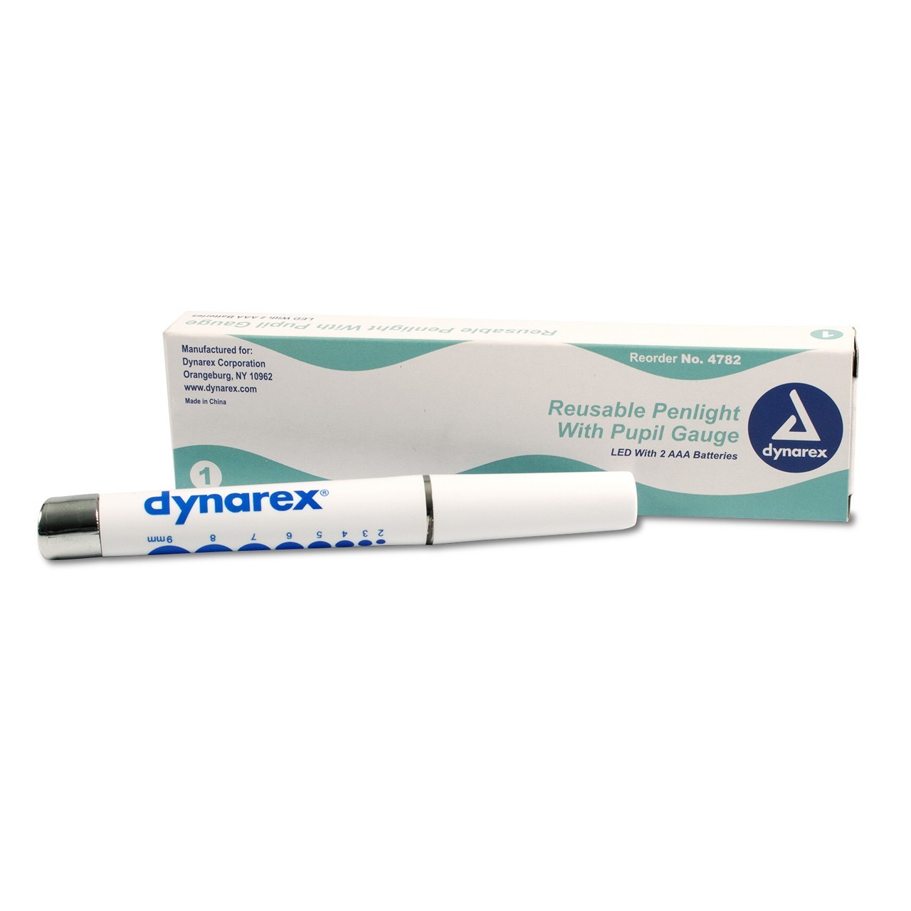Dynarex Disposable Penlights with Pupil Gauge, LED w/ 2 AAA Batteries, EACH