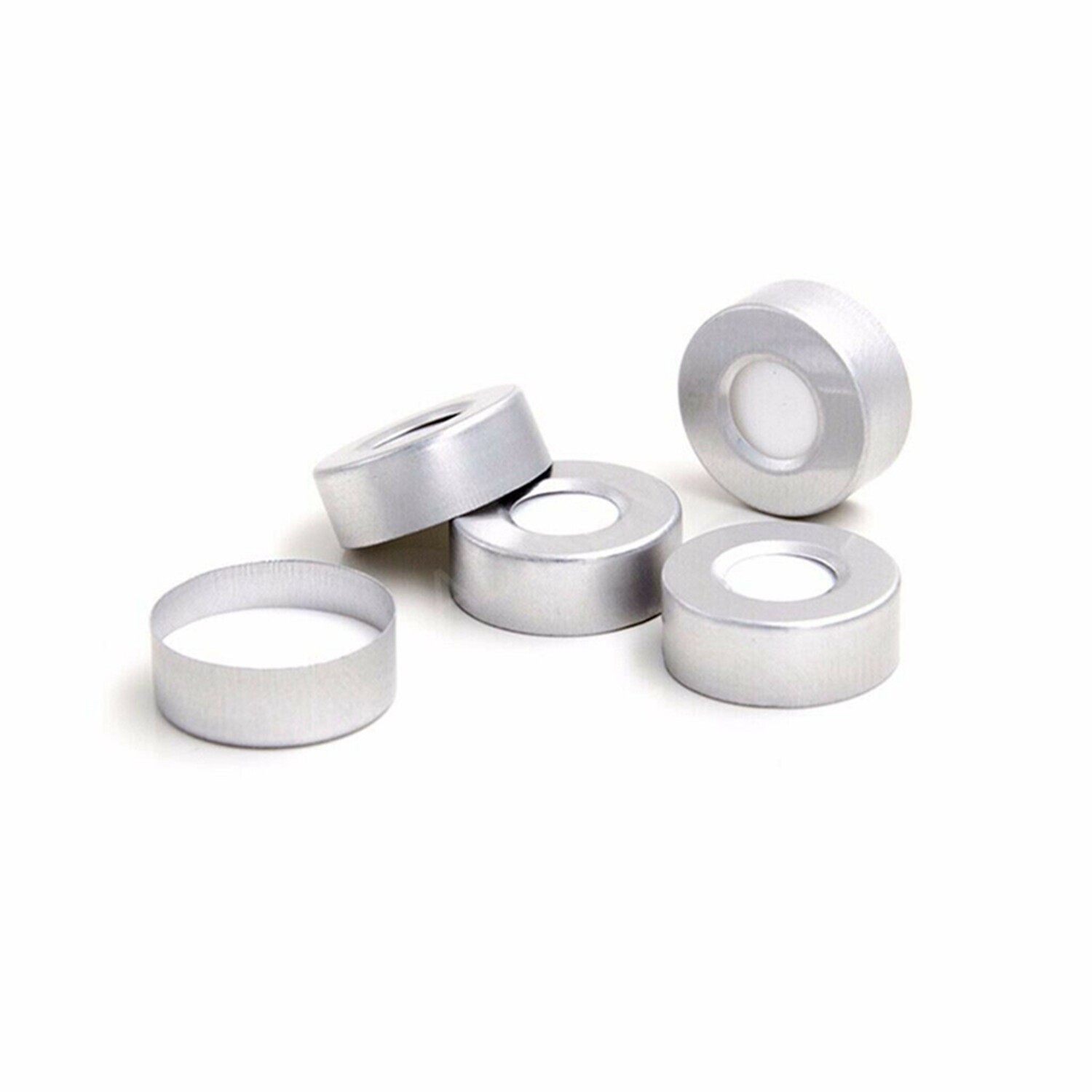 100PCS Caps Crimp Top 20mm Aluminum Hole PTFE/Silicone Septa for Headspace Vials