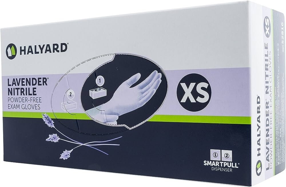 Halyard Lavender 52816 Nitrile Exam Gloves Size X-Small Case of 2500