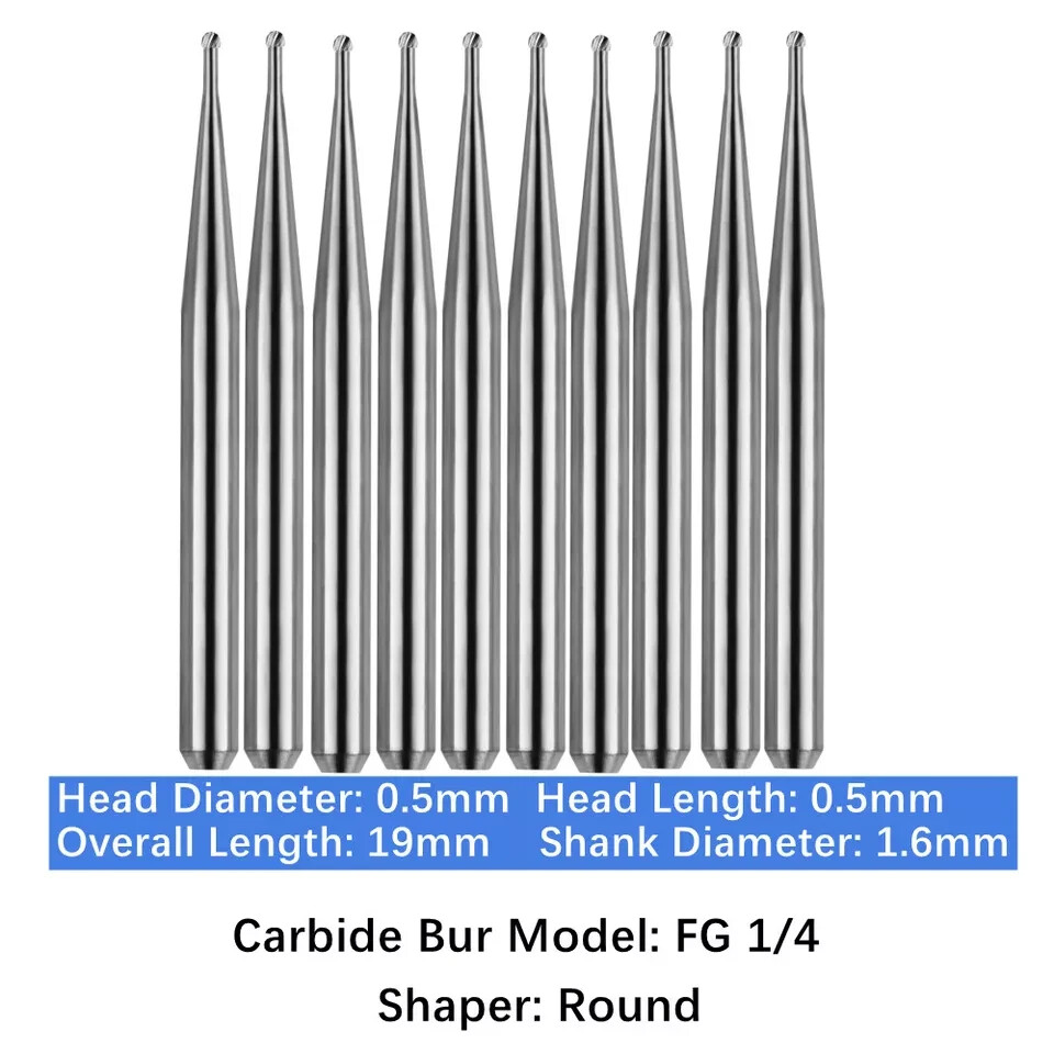 Dental Tungsten Carbide Burs for High Speed Handpiece FG 19mm Short Shank