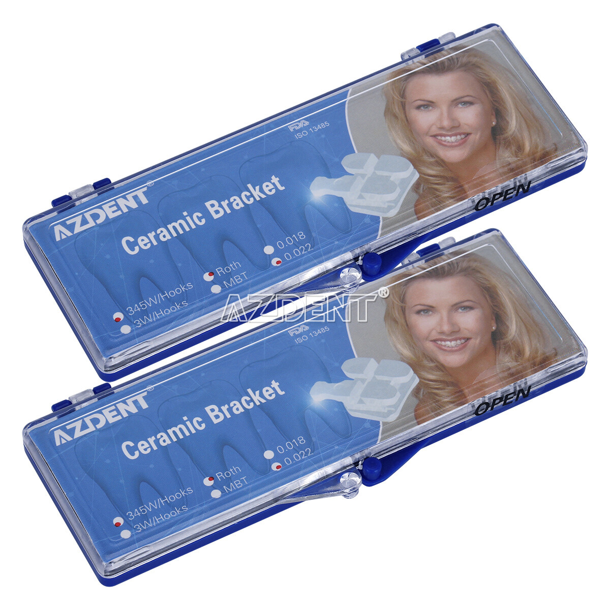 AZDENT Dental Orthodontic Clear Ceramic Brackets Braces Mini Roth.022 Hooks 345