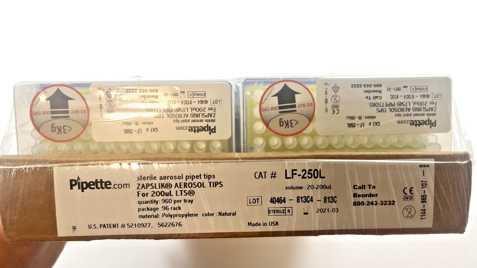 ZAPSLIK LF-250L 200uL LTS Filter Tips Sterile Racked 10 Packs New 2021-01