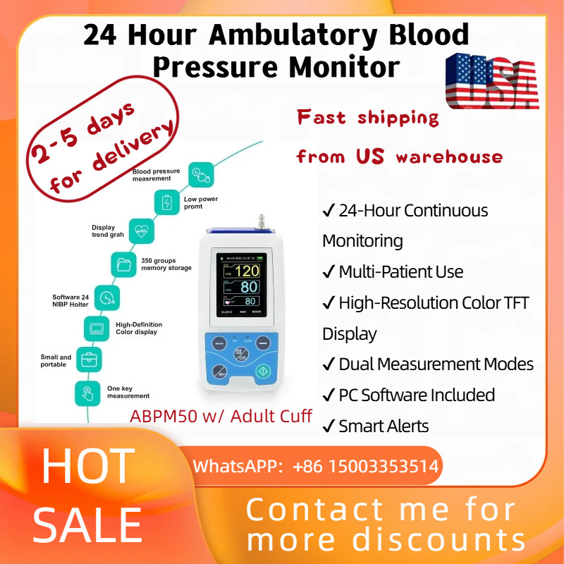 24 Hour Ambulatory Blood Pressure Monitor – Holter w/ Adult Cuff – Fast Shipping