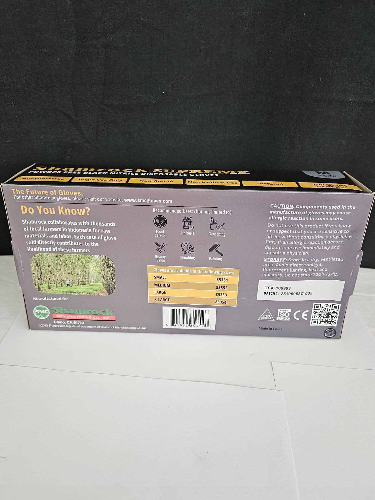 Shamrock Supreme Powder Free Black Nitrile Disposable Gloves