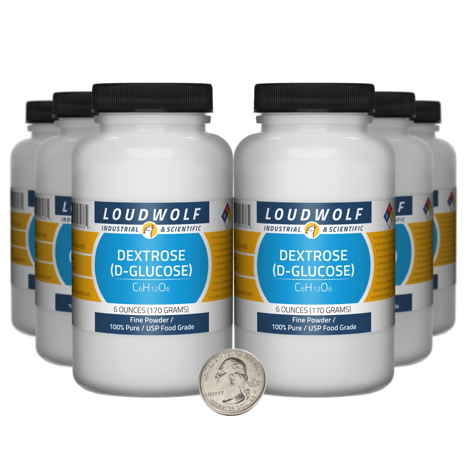 Dextrose / 2.3 Pounds / 6 Bottles / 100% Pure USP Food Grade / Fine Powder / USA