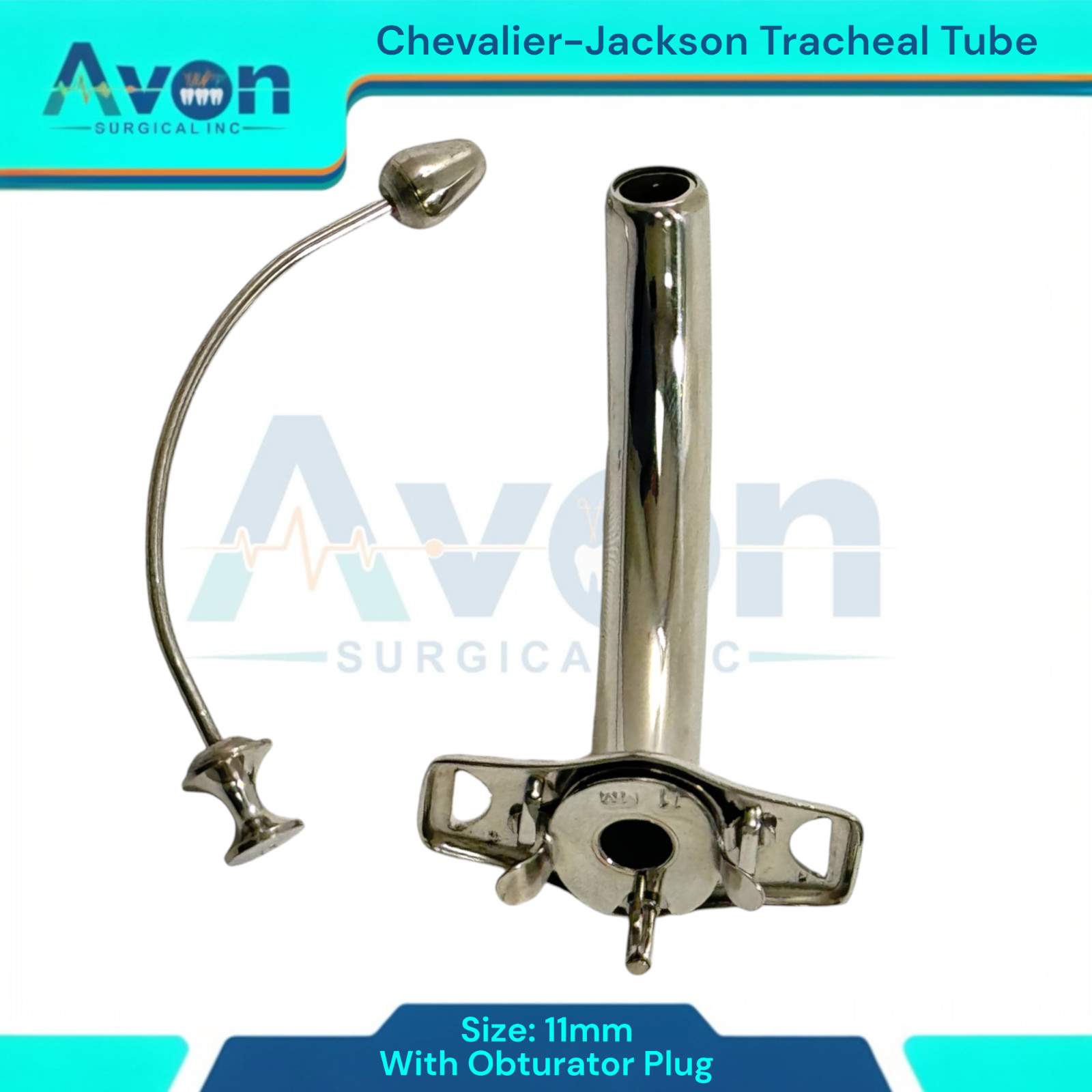 Jackson Tracheal Cannula Tube with Obturator Plug, Metal, Tracheostomy Tool, 1pc