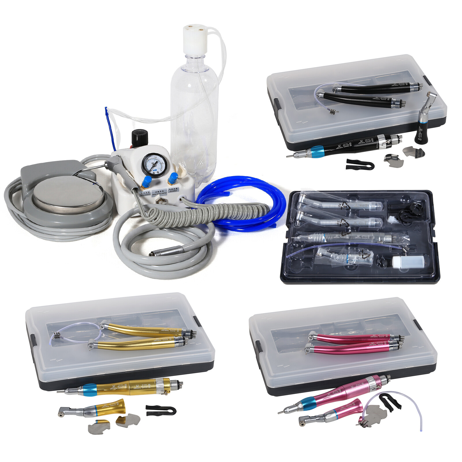 Dental Portable Air Turbine Unit No Compressor /High Low Speed Kit 4Hole Fit NSK