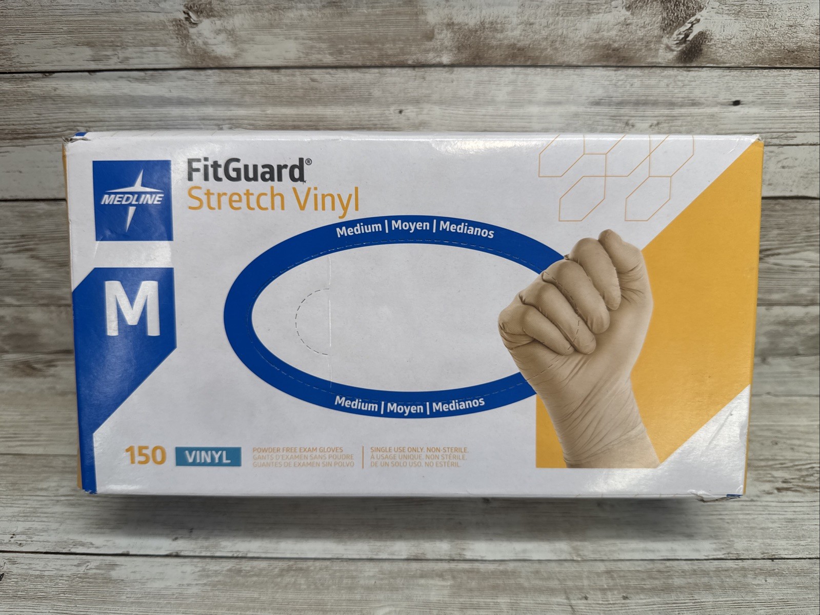MEDLINE FITGUARD ES Stretch Vinyl Exam Gloves *1 Box* Size: MEDIUM *Manf: 02/24*