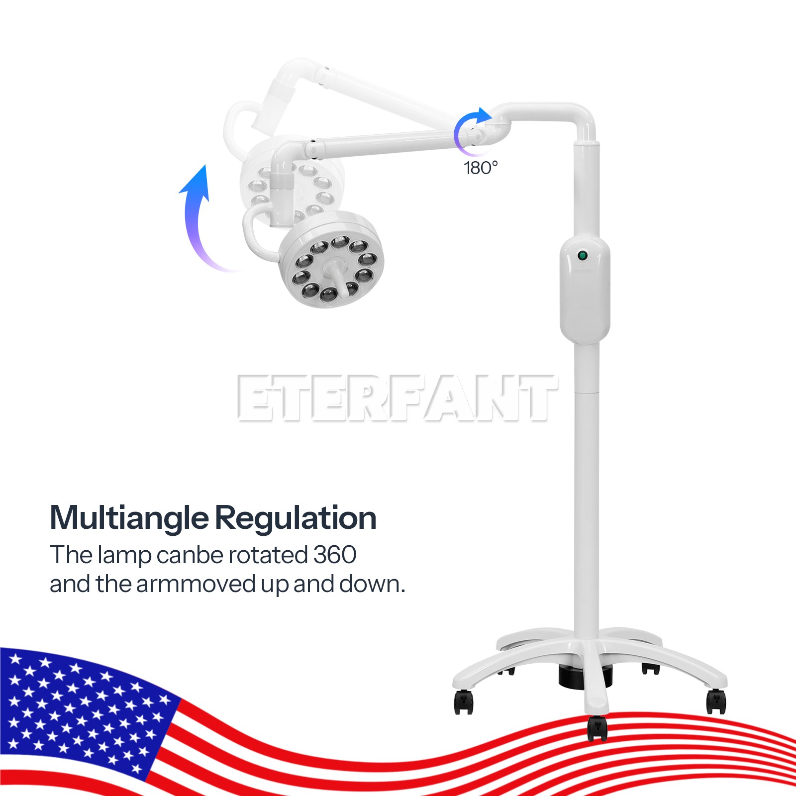 Dental Mobile Stand LED Oral Surgical Light Induction Exam Opertory Lamp 55W US