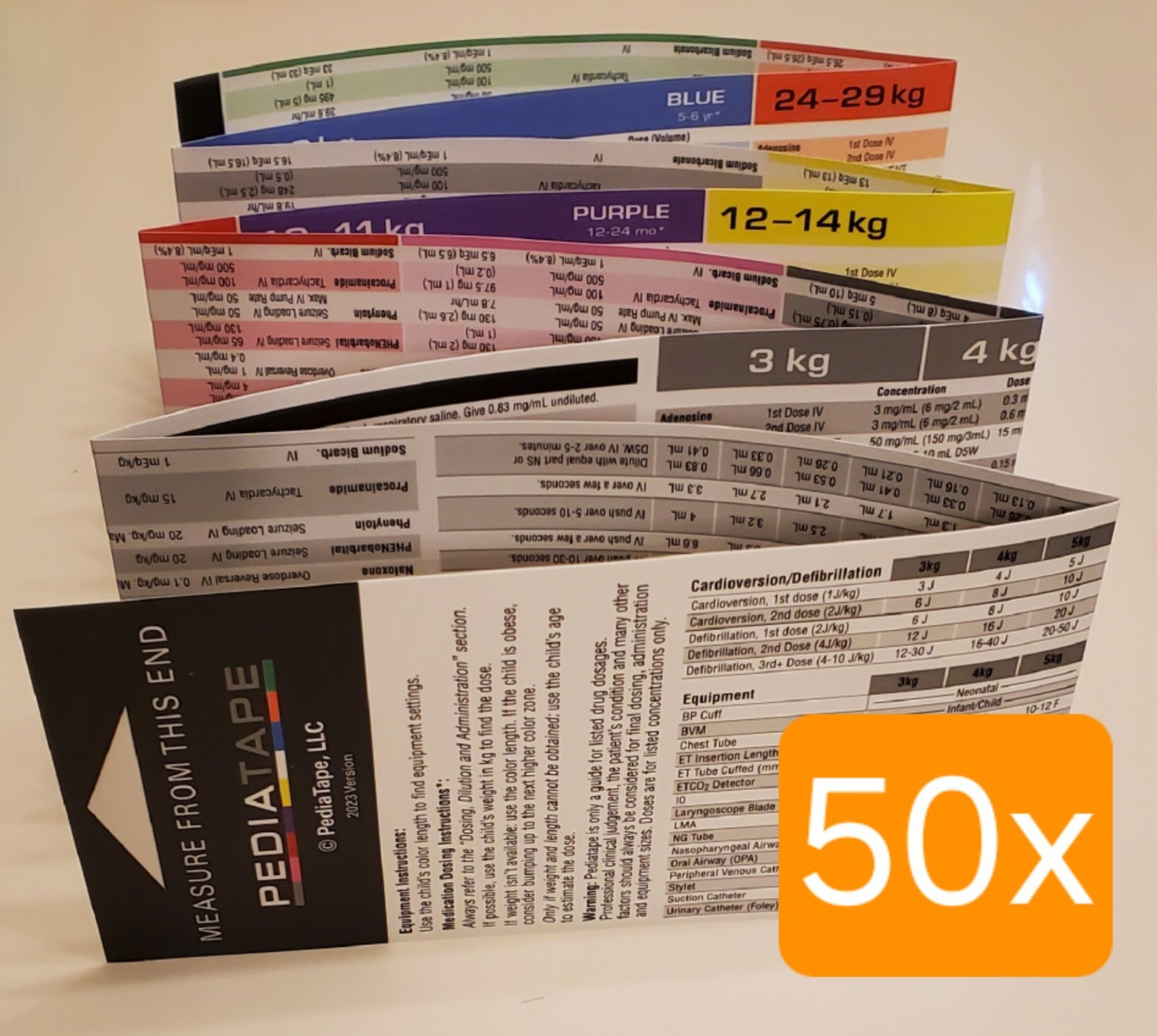 50x Qty. PediaTape 2023 English (Pediatric Dosing Reference Tape) FREE SHIPPING