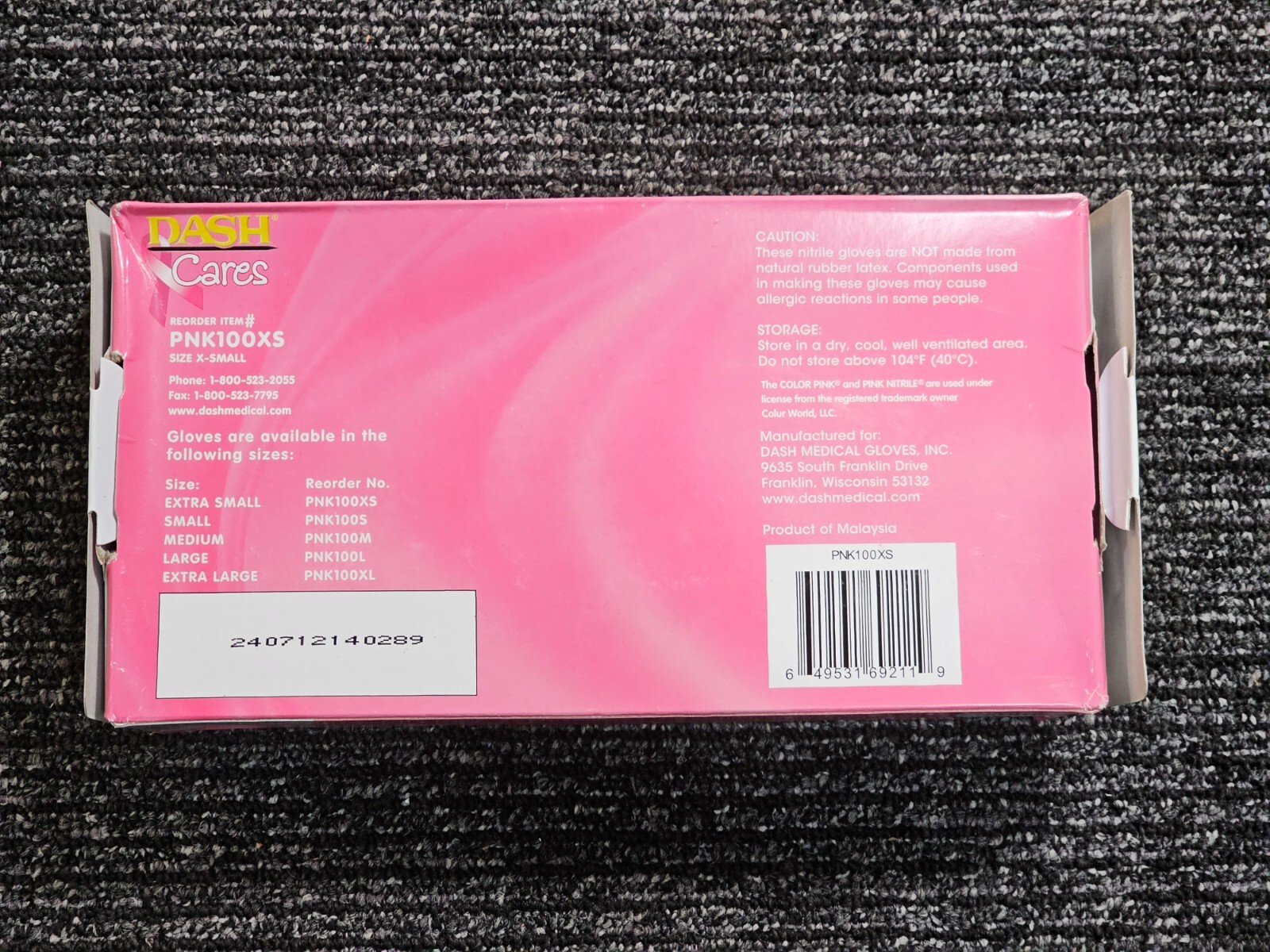 (QTY 1000)Dash Medical PNK100XS Alasta Nitrile Exam Gloves PF Pink Extra Small