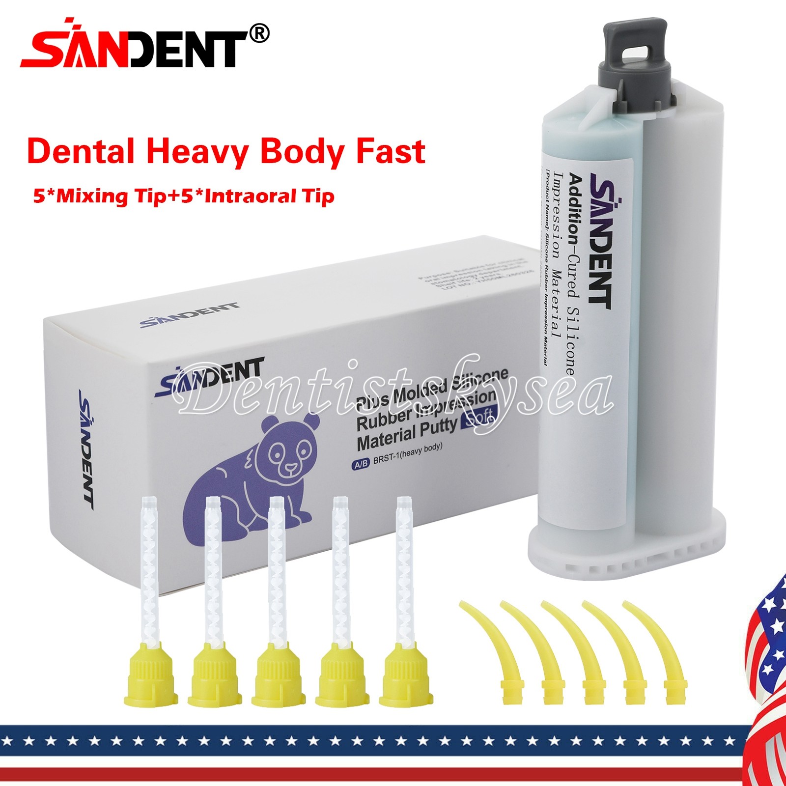 30Packs Heavy Body Fast Set Dental Impression Material 50mL Cartridge Tips