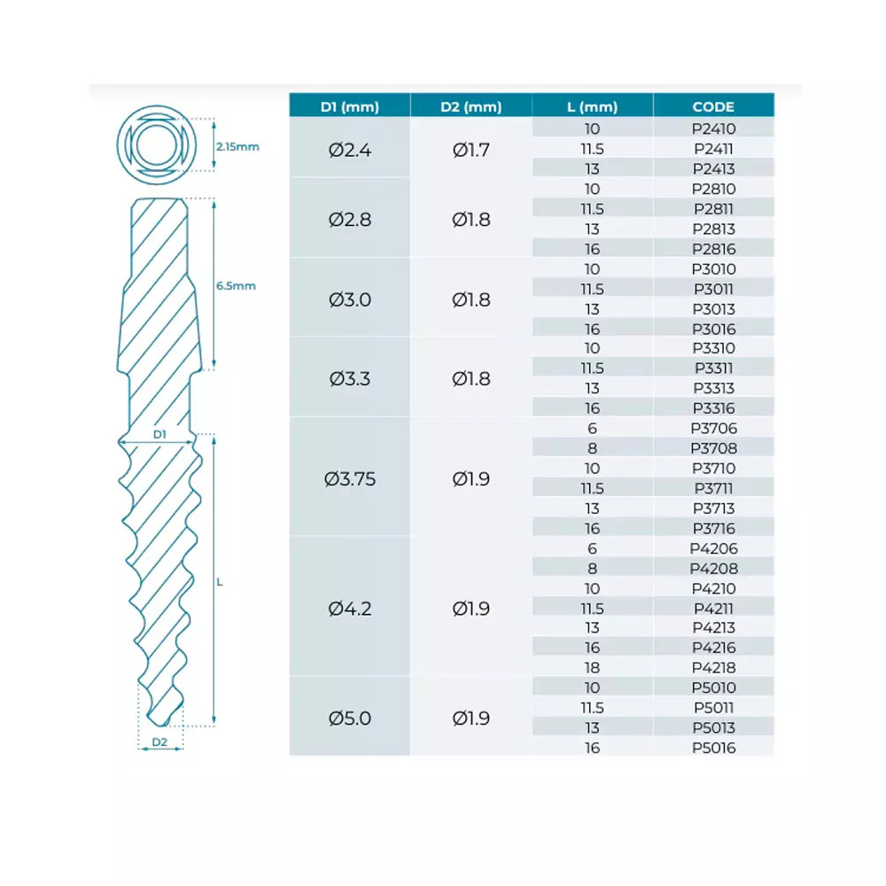 1x GDT Dental One Piece Fixture Titanium SLA Prosthetic Integrated Ø2.4-5.0mm
