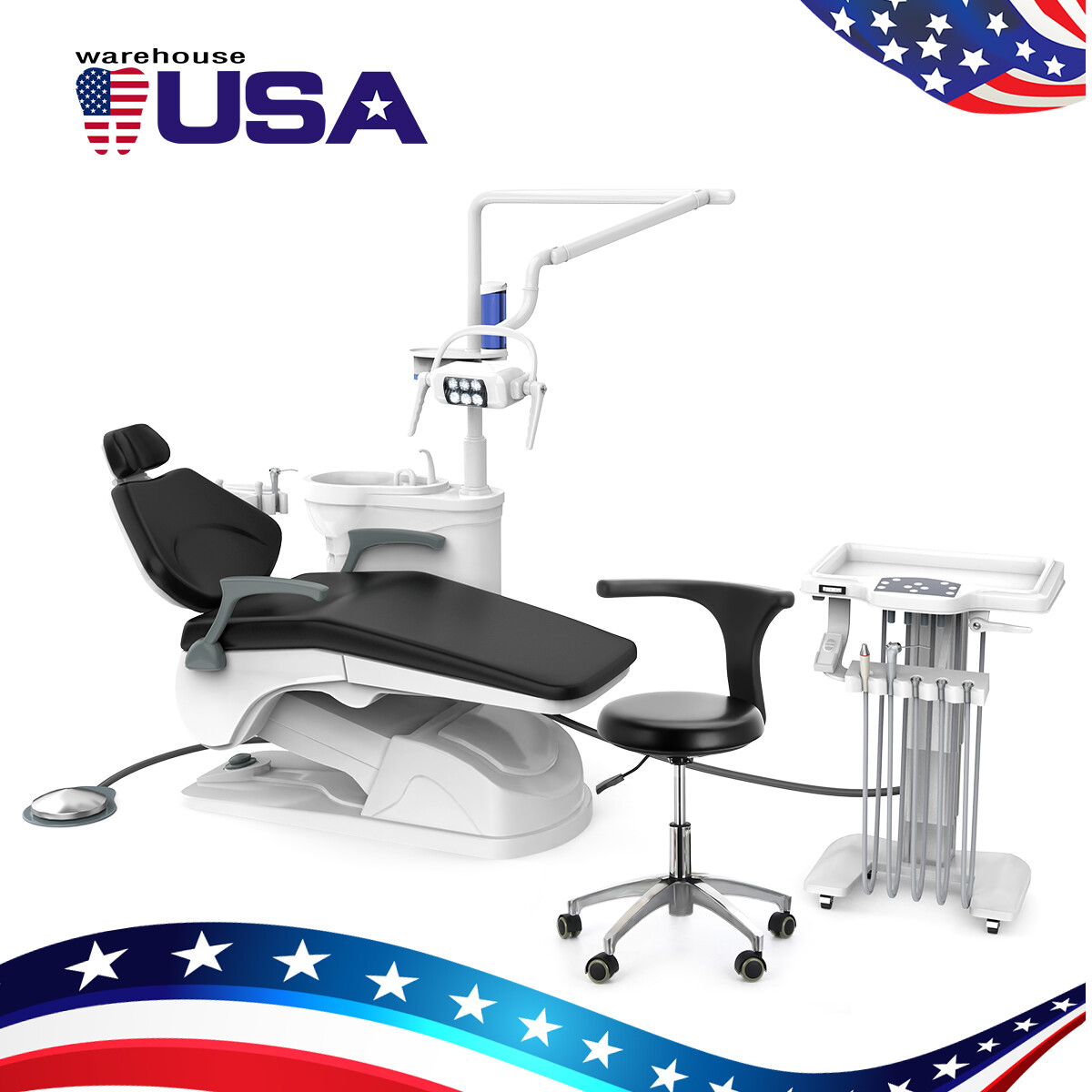 Dental Unit Chair DC Motor Computer Controlled PU Hard Leather Doctor ‘s Stool