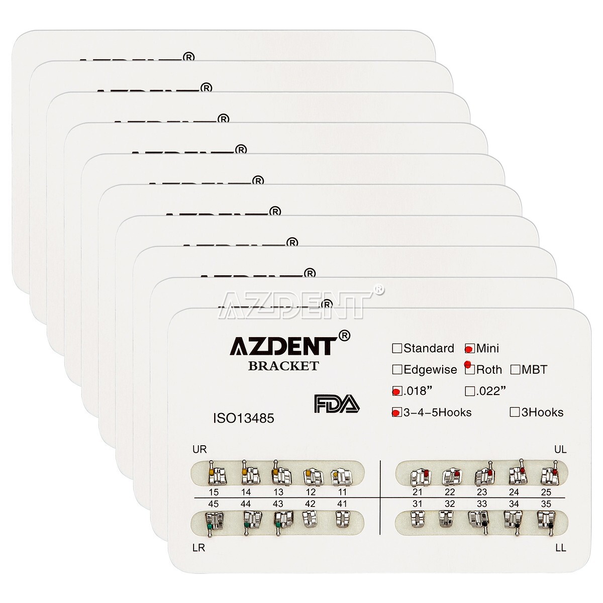 20 Packs AZDENT Dental Orthodontic Bracket Braces Mini Roth 0.018″ Hooks3-4-5