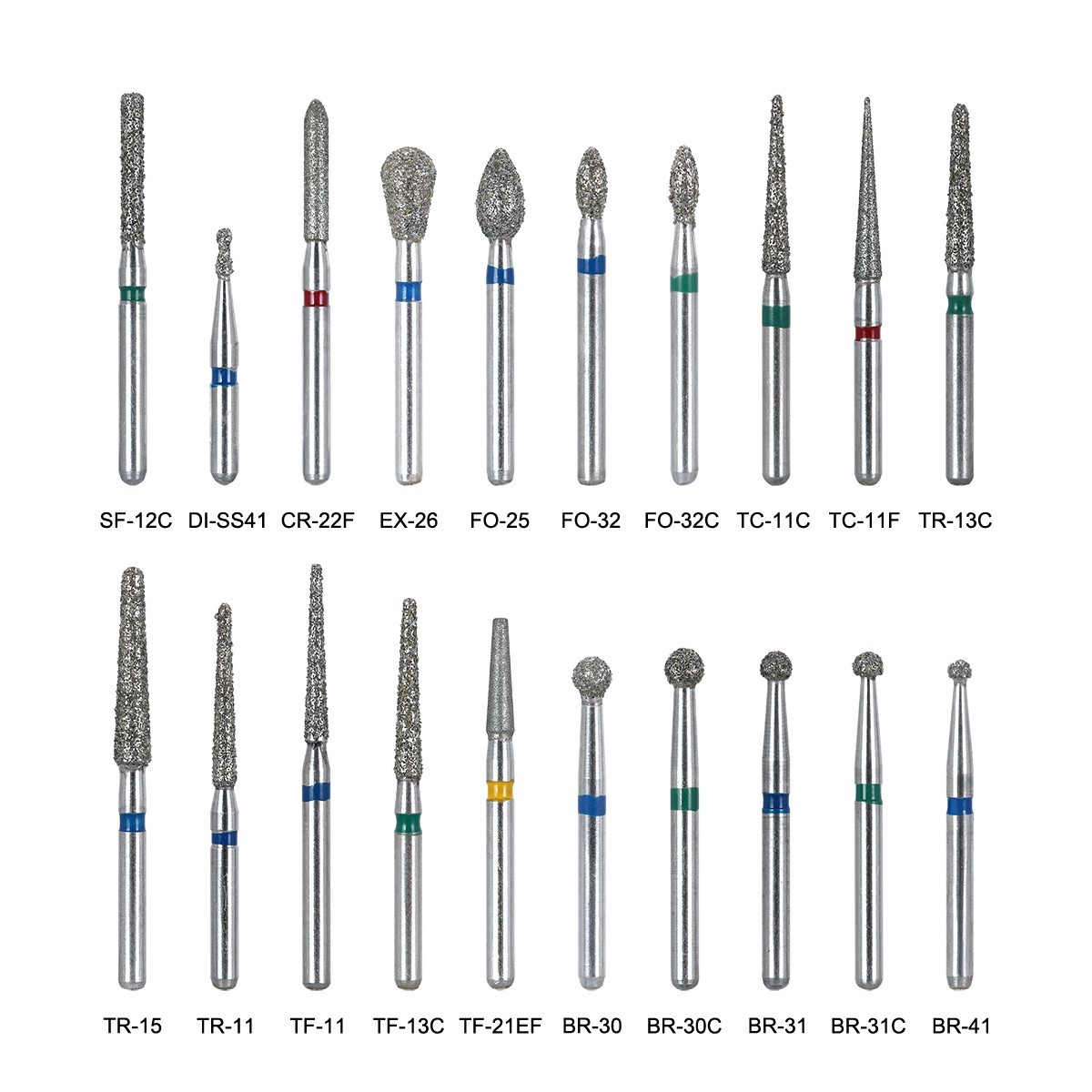 AZDENT Diamond Burs 200pcs Dental for High Speed Handpiece Medium FG 1.6MM