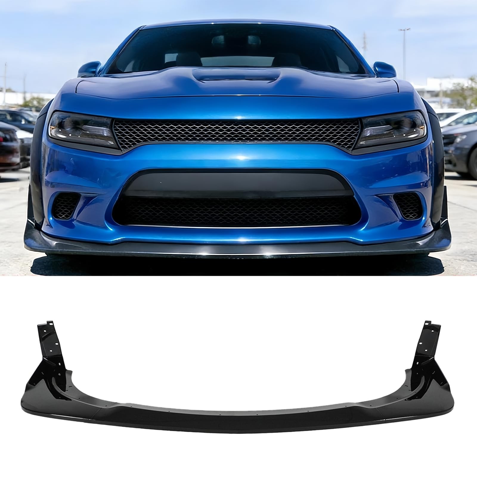 Front Bumper Lip Spoiler 5PCS Glossy Black Dodge Charger SRT Widebody 2015-2020