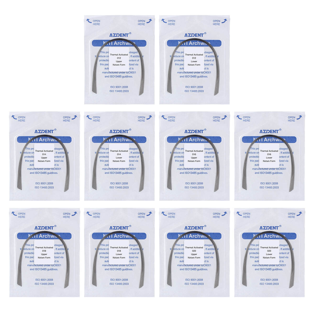 10pcs AZDENT Dental Orthodontic Thermal Activated Niti Round Arch Wire Natural