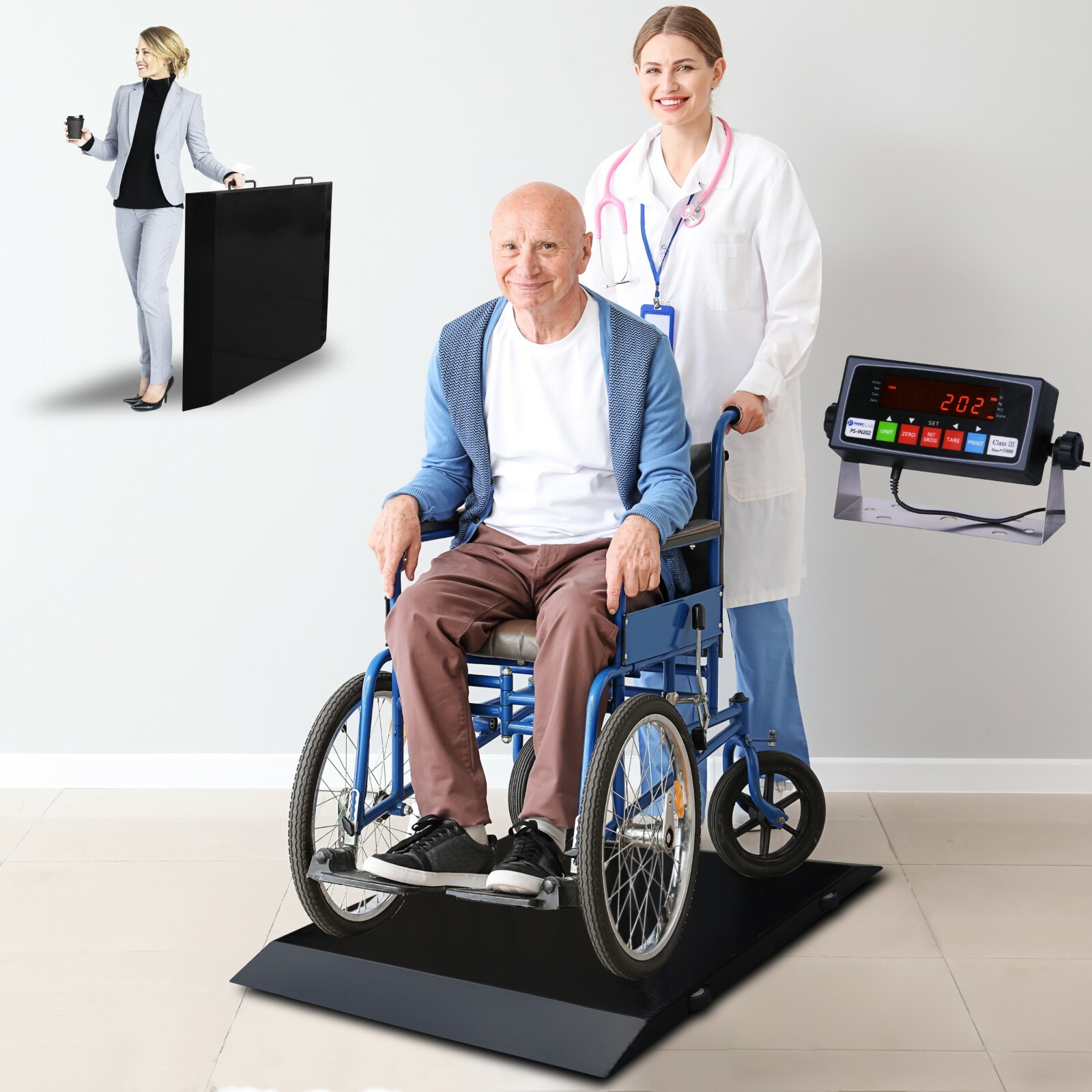 Refurbished 1000lb Wheelchair Scale w/ Indicator Ultra Portable Durable ADA