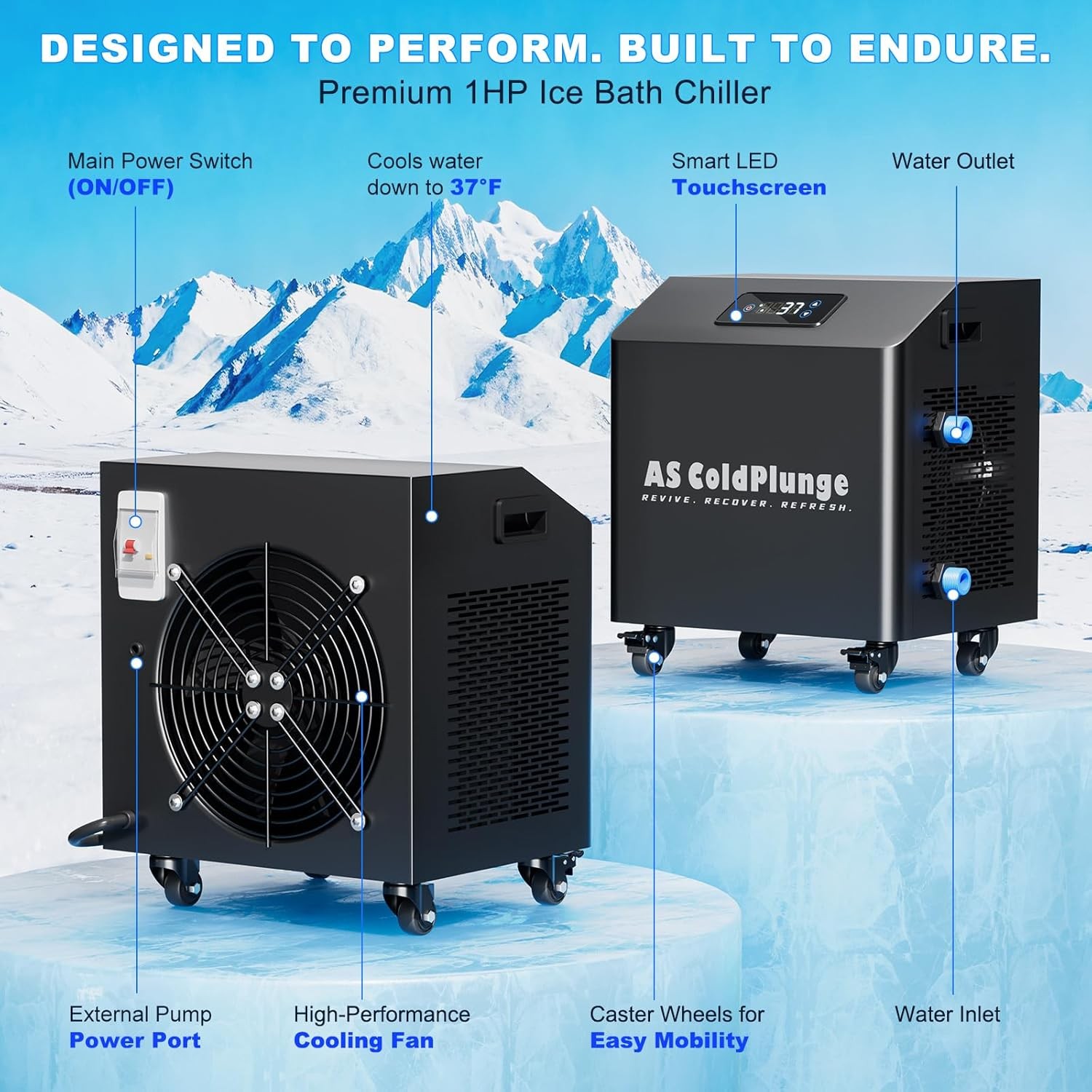 1HP Universal Cold Plunge Chiller Ice Bath Chiller W/Pump & Filter for Recovery
