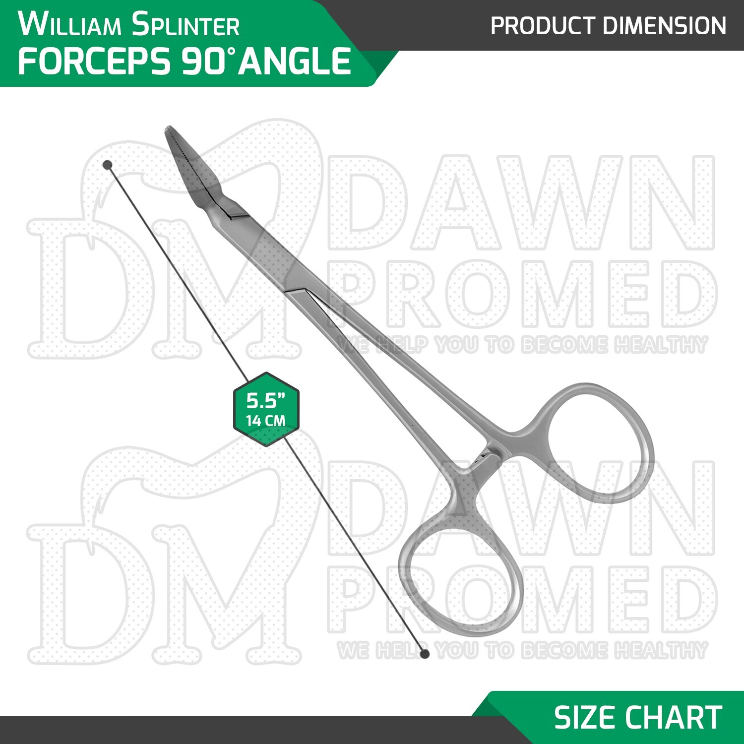 William Splinter Forceps 90° Angle Serrated Tips 5.5″ Surgical Inst German Grade