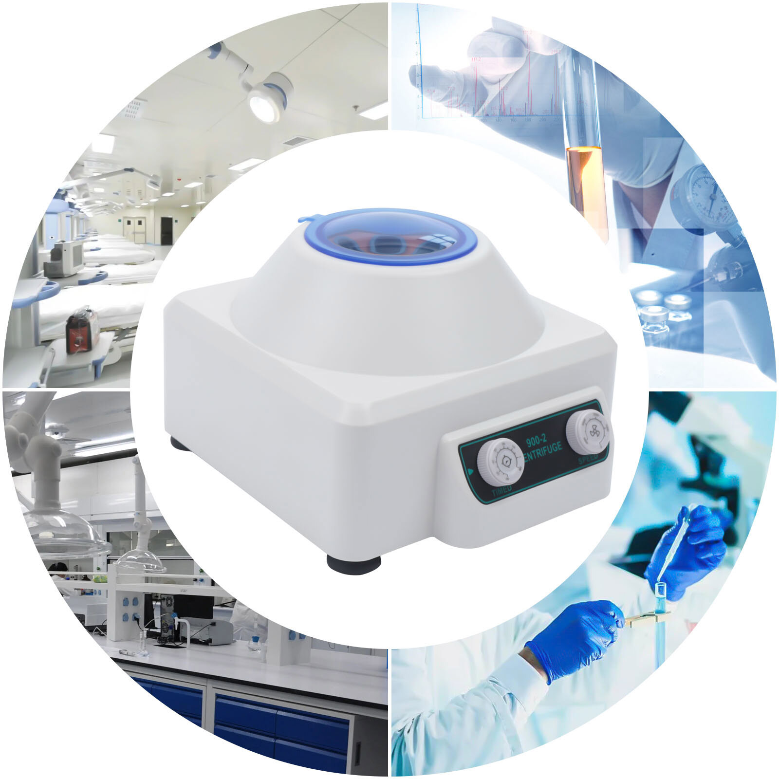 Lab Centrifuge 4000RPM 2086xg Force – Portable 6x20ml Capacity 110V AC/DC Quiet